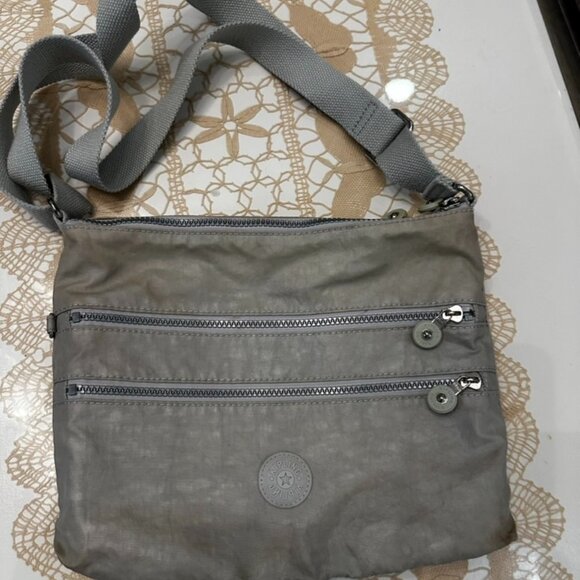 Kipling Alvar Teal Gray Nylon Multi Zipper Bag - Picture 1 of 7